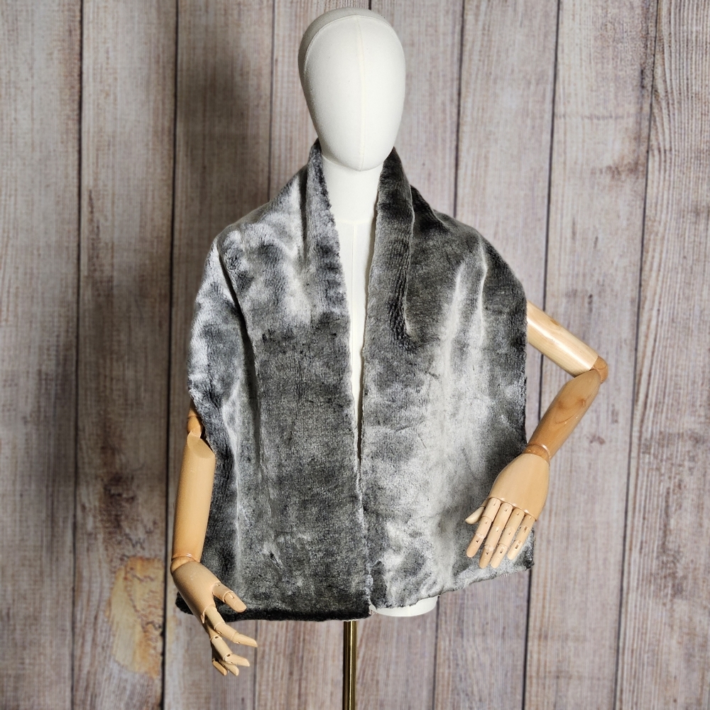 A warm shimmery faux fur shawl.